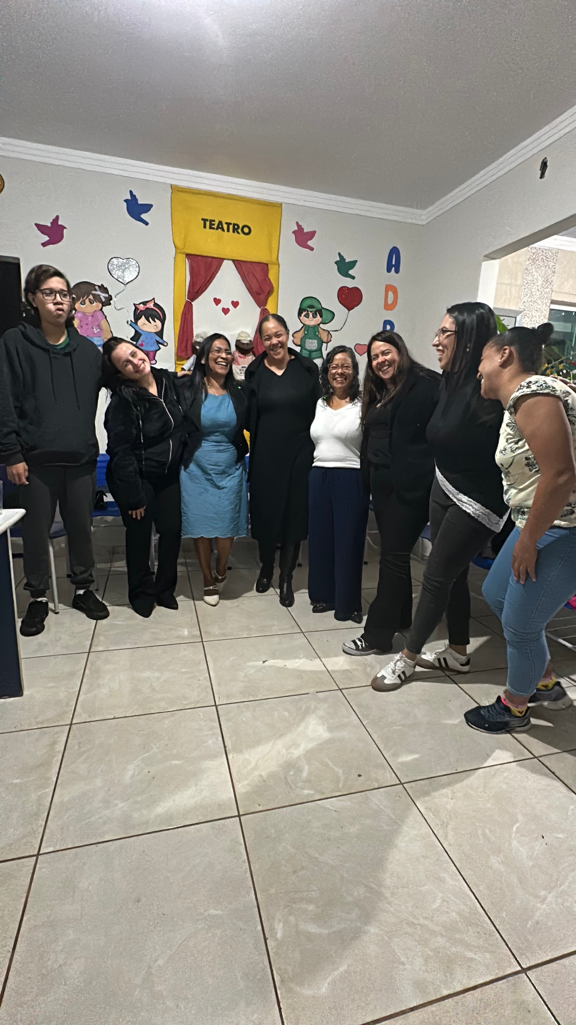 Momento de alegria entre as participantes da roda de conversa